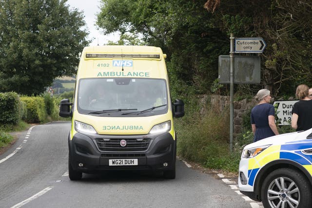 Emergency services near the scene of the bus crash (Ben Birchall/PA)
