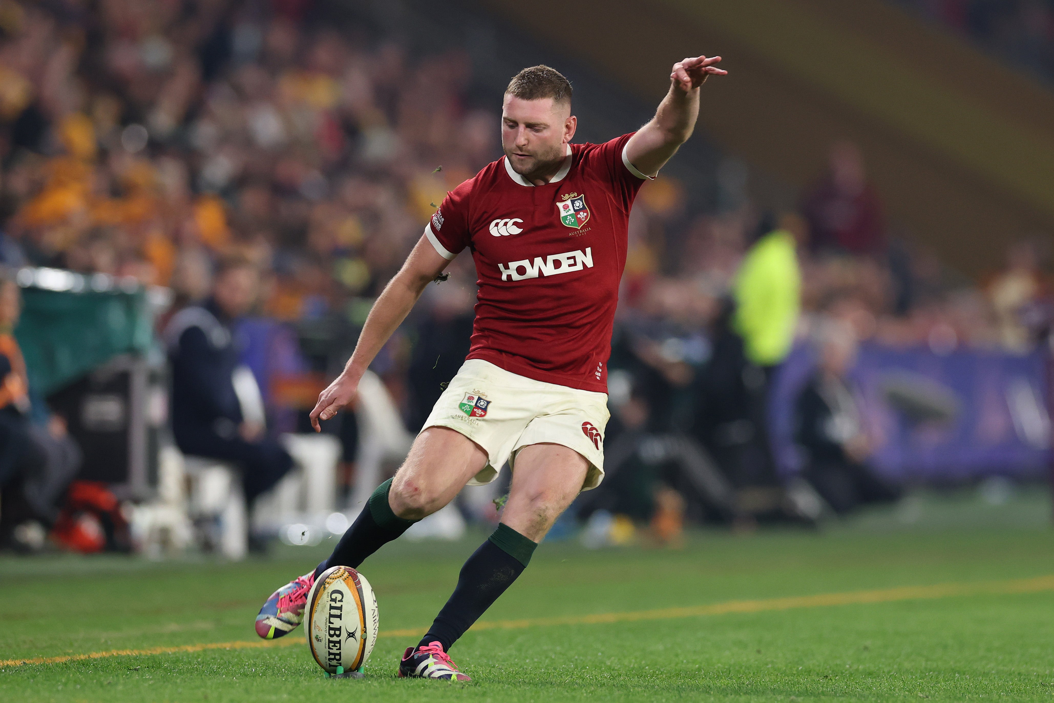 Finn Russell kicked his goals to help the Lions build their lead