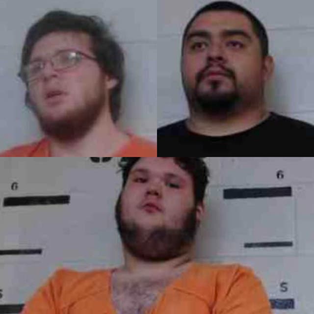 <p>The suspects, Dalton Terrell, top left, Andres Trejo-Velazquez, top right and William Chase McElroy, bottom</p>