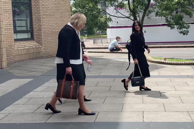 Katie Wallis, left, was appearing at Cardiff Crown Court (George Thompson/PA)