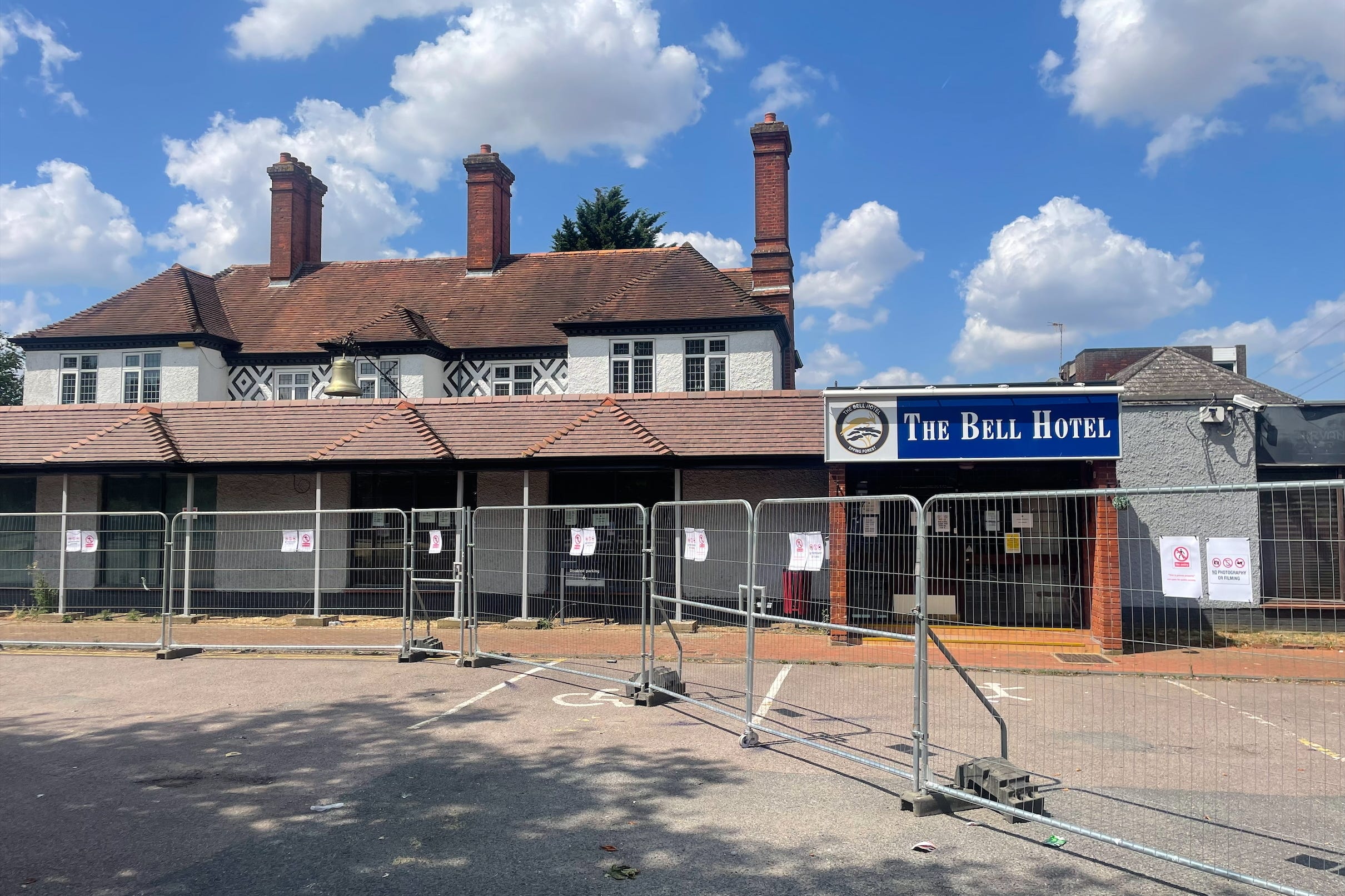 The Bell Hotel in Epping, Essex, has been at the centre of the unrest (Robert White/PA)