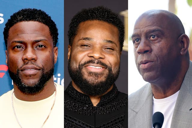 <p>Kevin Hart (left) and Magic Johnson (right) are among those paying tribute after the death of 'Cosby Show' star Malcolm-Jamal Warner</p>
