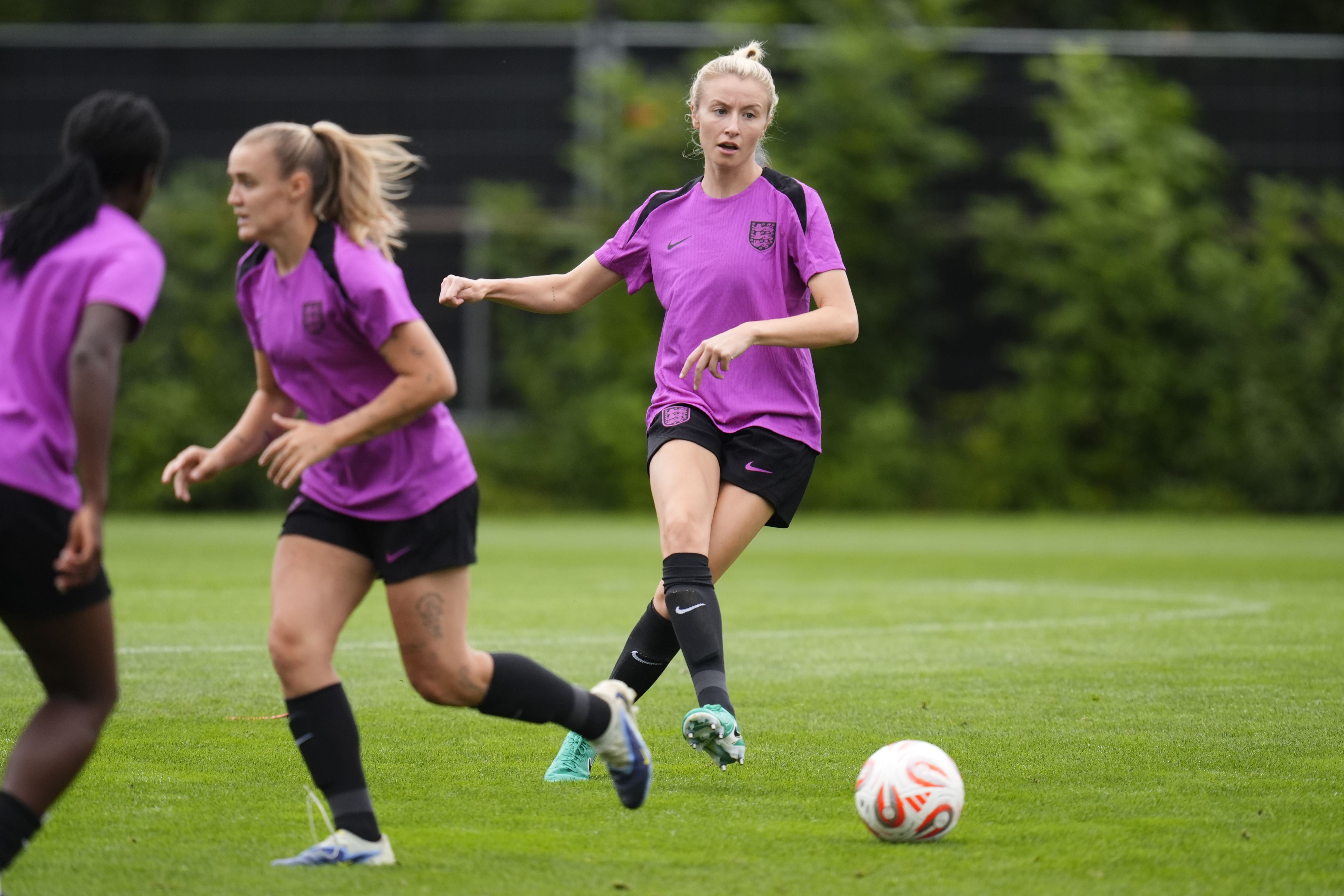 <p>Sarina Wiegman has suggested Leah Williamson, right, will be available</p>