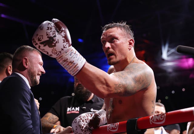 <p>Oleksandr Usyk after stopping Daniel Dubois for the second time</p>