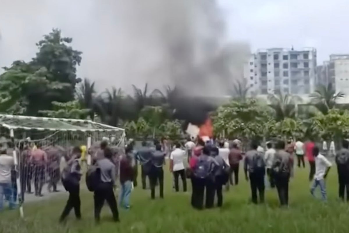 At least one dead after fighter jet crashes into Bangladesh college campus