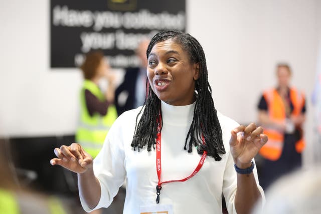 Conservative Party leader Kemi Badenoch during a visit to Stansted Airport in Essex (Chris Radburn/PA)