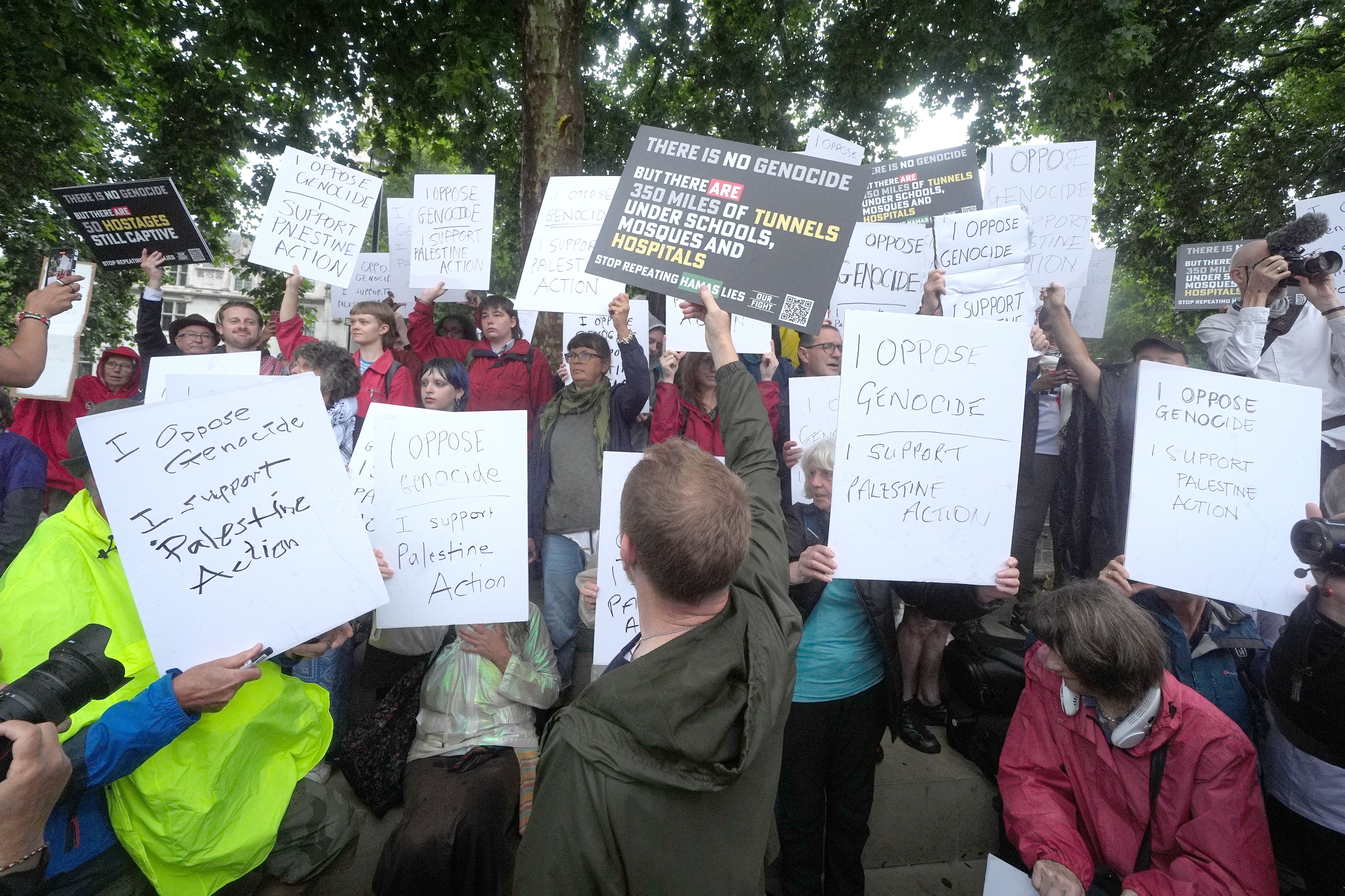 Pro-Palestine Action and counter protesters during a previous protest in Parliament Square, central London (Yui Mok/PA)