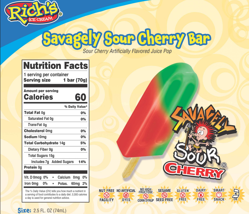 Rich's Ice Cream's Savagely Sour Cherry Bar