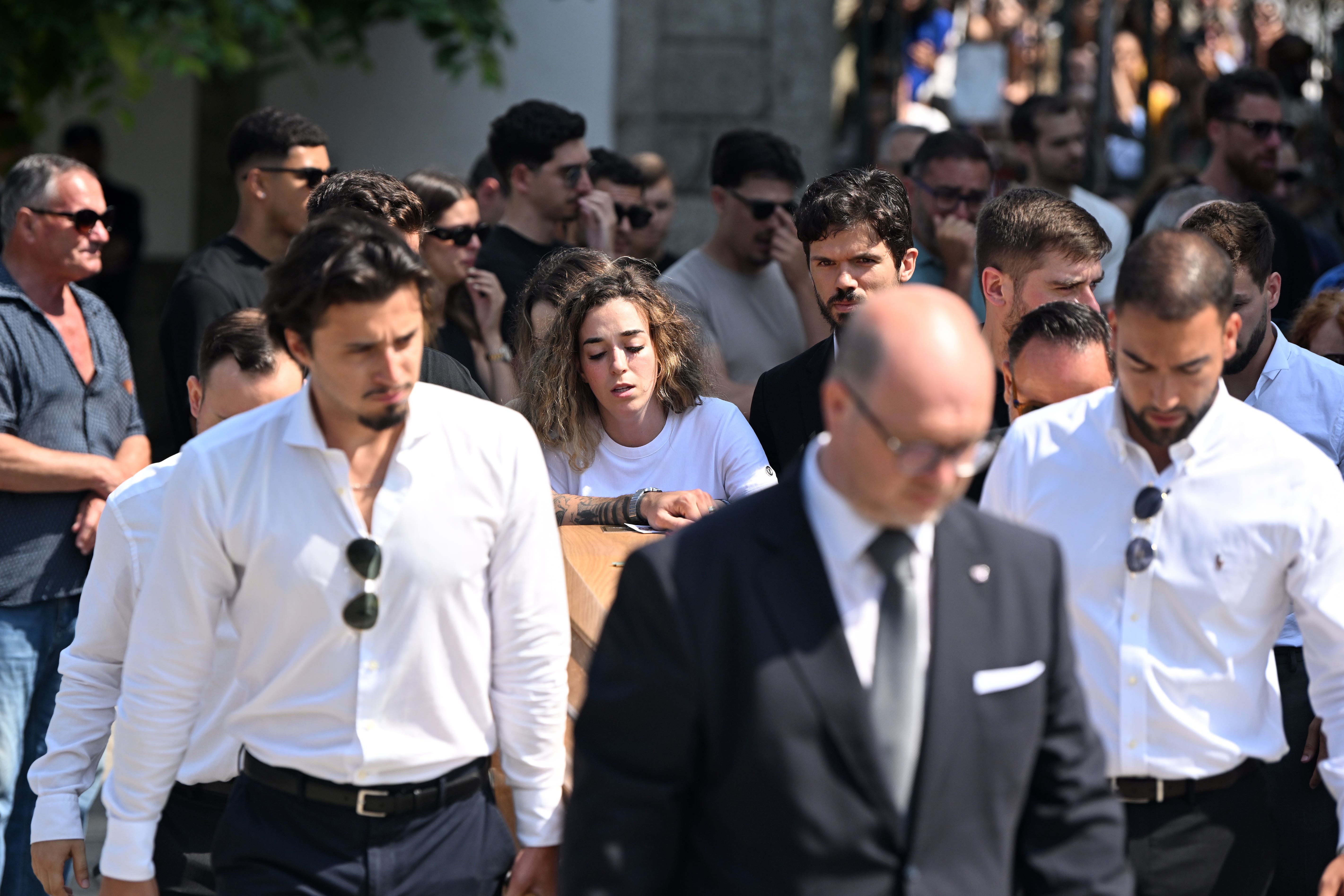 Diogo Jota’s wife Rute Cardoso after the funeral of Diogo Jota and Andre Silva (PA)