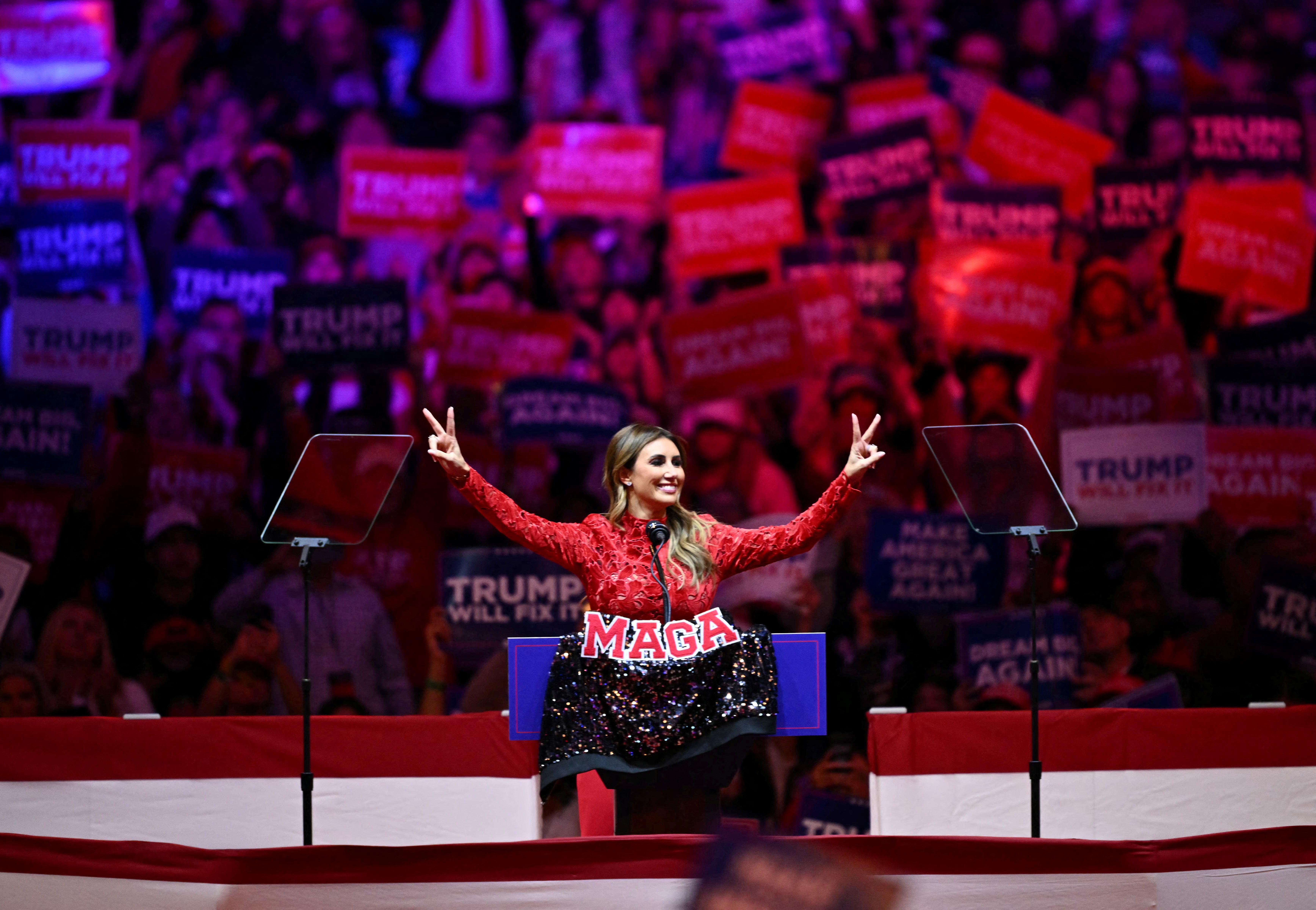 Habba, speaking at Trump’s campaign rally in Madison Square Garden in 2024, is among the president’s former defense attorneys appointed to top roles with the Justice Department