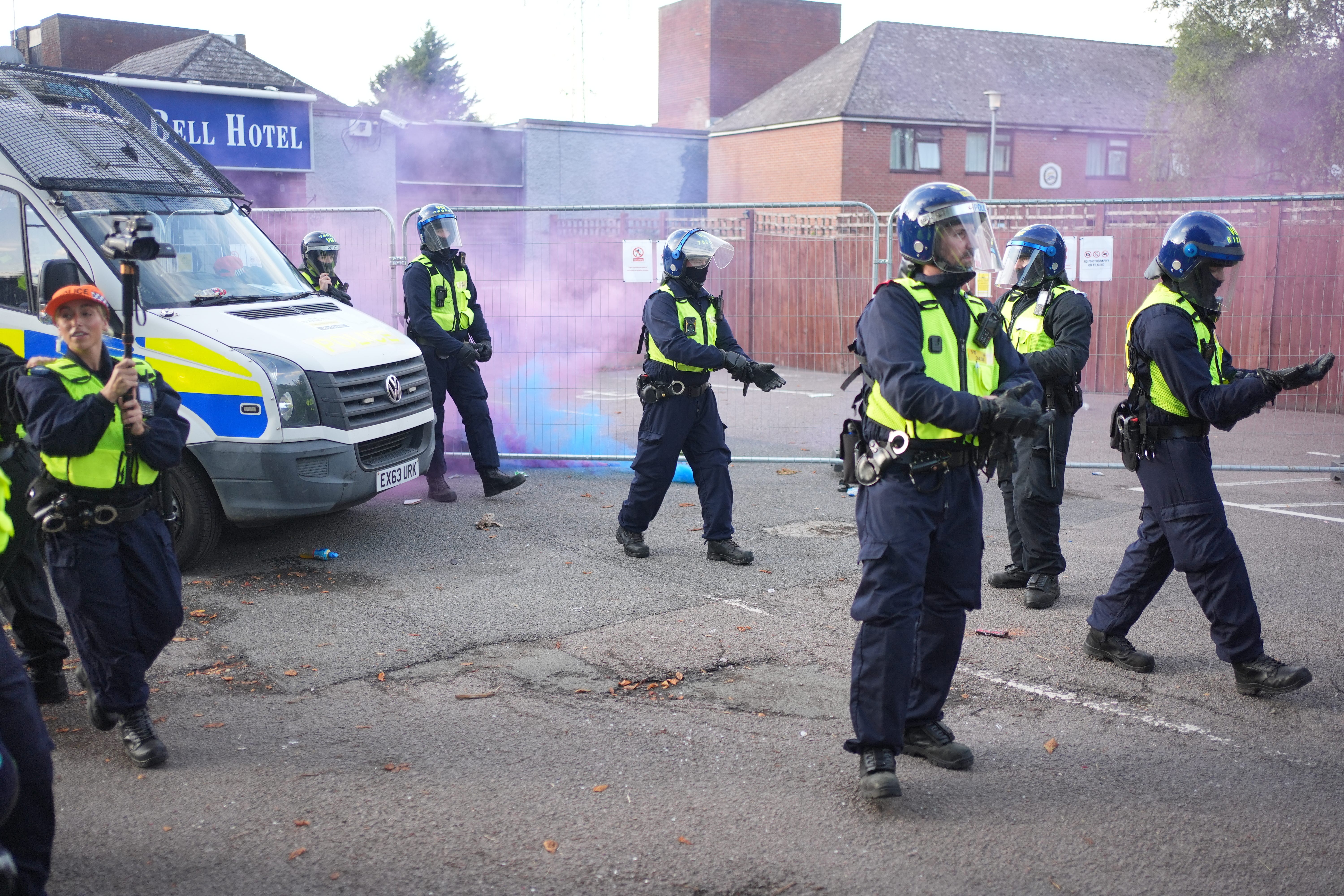 Police outside the Bell Hotel in Epping, Essex (Yui Mok/PA)