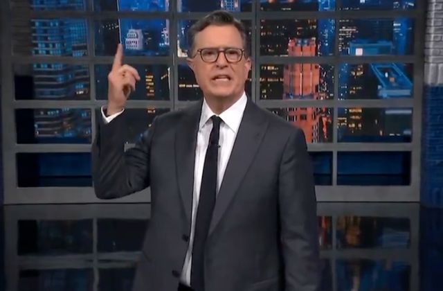 <p>A defiant Stephen Colbert hosts The Late Show on Monday July 21 2025 days after its axing was announced</p>