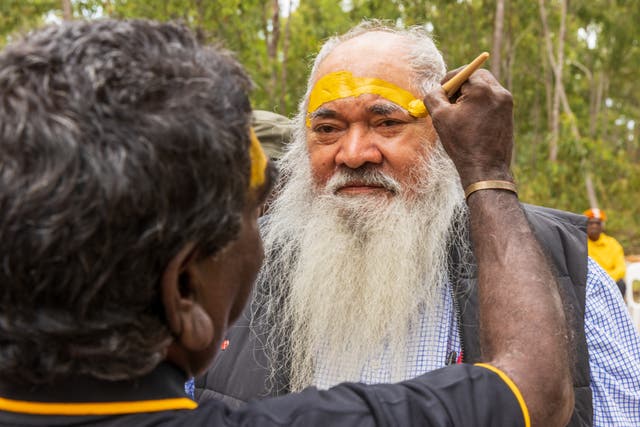 <p>File. Patrick Dodson during the Garma Festival 2022 at Gulkula on 29 July 2022 in East Arnhem, Australia</p>