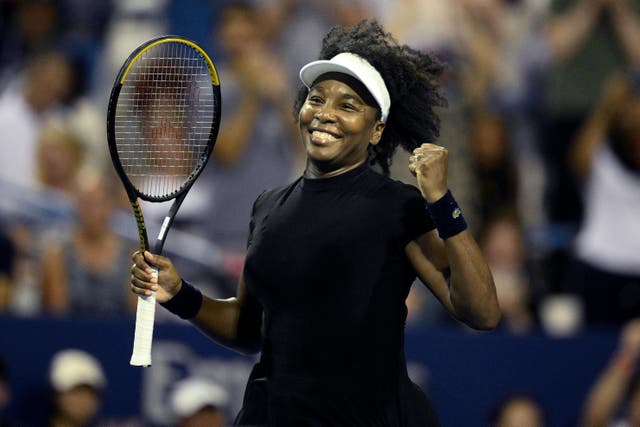 Venus Williams celebrates her win over Peyton Stearns (Nick Wass/AP)
