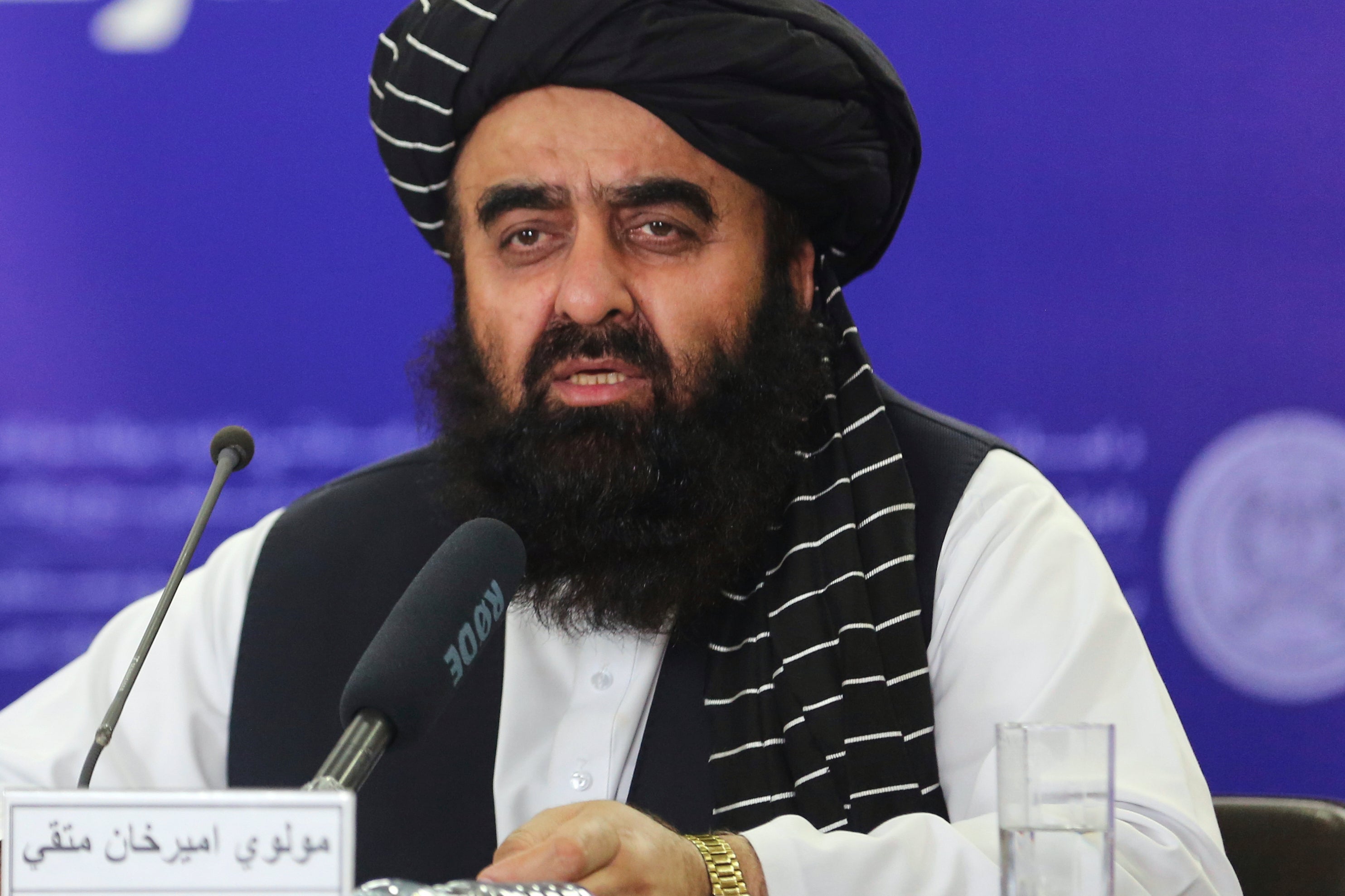 Taliban Foreign Minister Amir Khan Mutki spoke to the media about Peter and Barbie Reynolds case