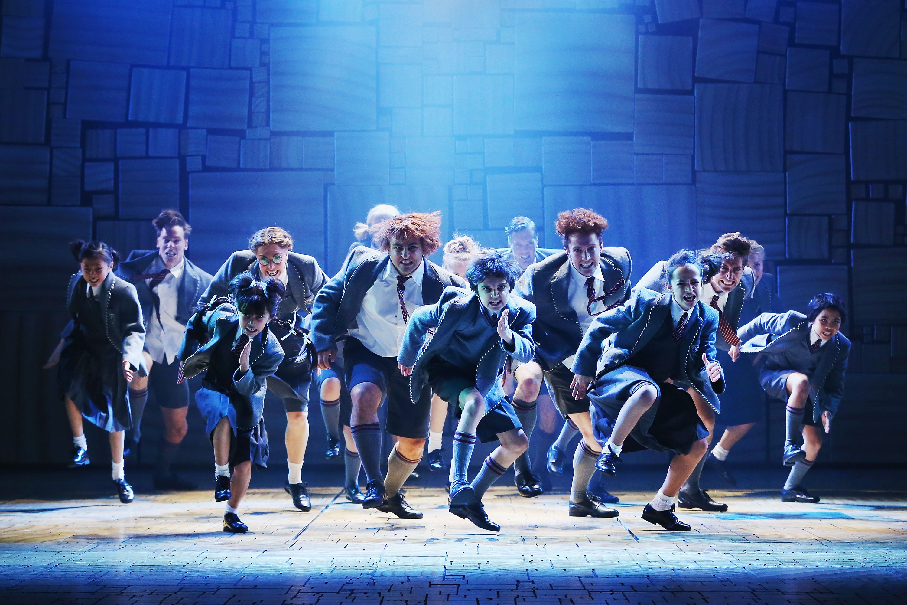 Cast members perform a production of ‘Matilda The Musical’, with music and lyrics by Tim Minchin, at the Princess Theatre in Melbourne
