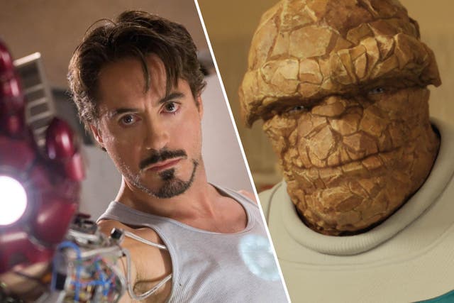 <p>Robert Downey Jr in ‘Iron Man’ and Ebon Moss-Bachrach in ‘The Fantastic Four: First Steps’</p>
