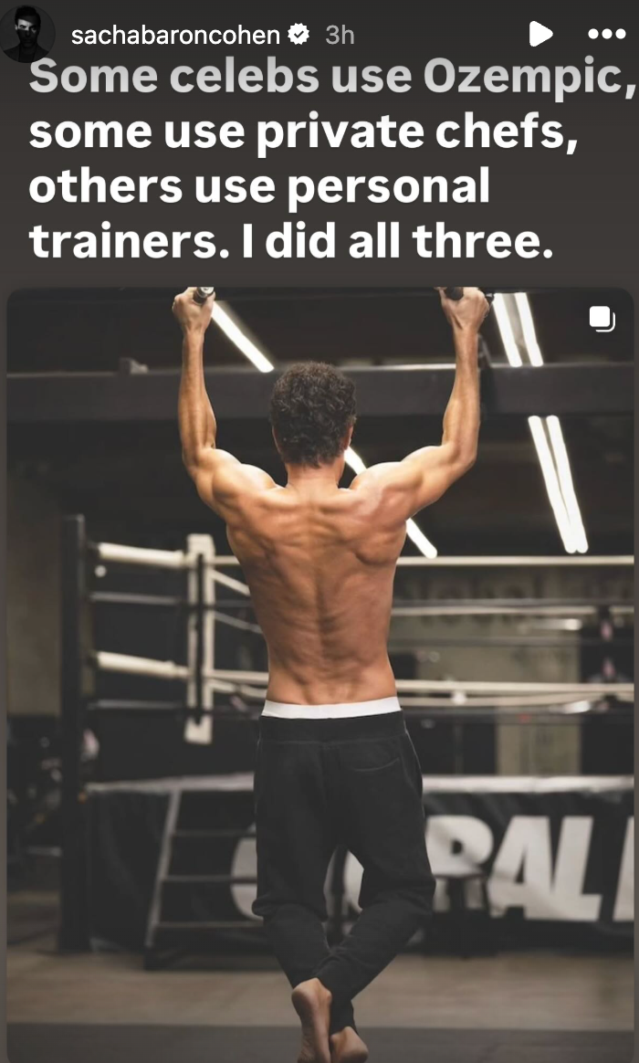 Sacha Baron Cohen says Ozempic was a part of his routine for buff body transformation