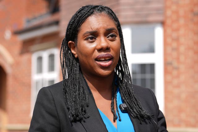 Leader of the Conservative Party Kemi Badenoch during a visit to a housing development in Northwood, Middlesex (PA)