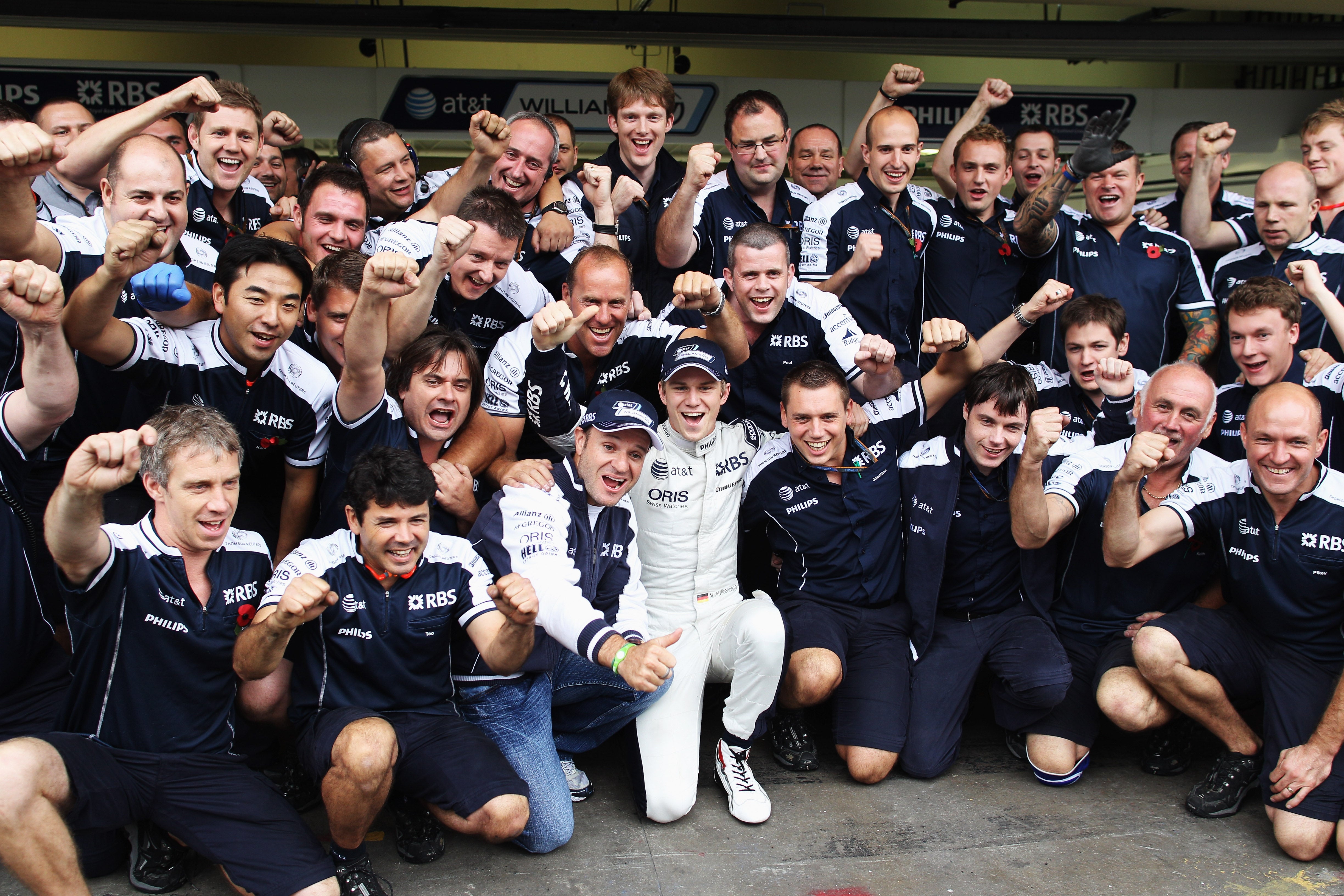 Hulkenberg célèbre sa pole position avec Williams sur le Grand Prix brésilien en 2010