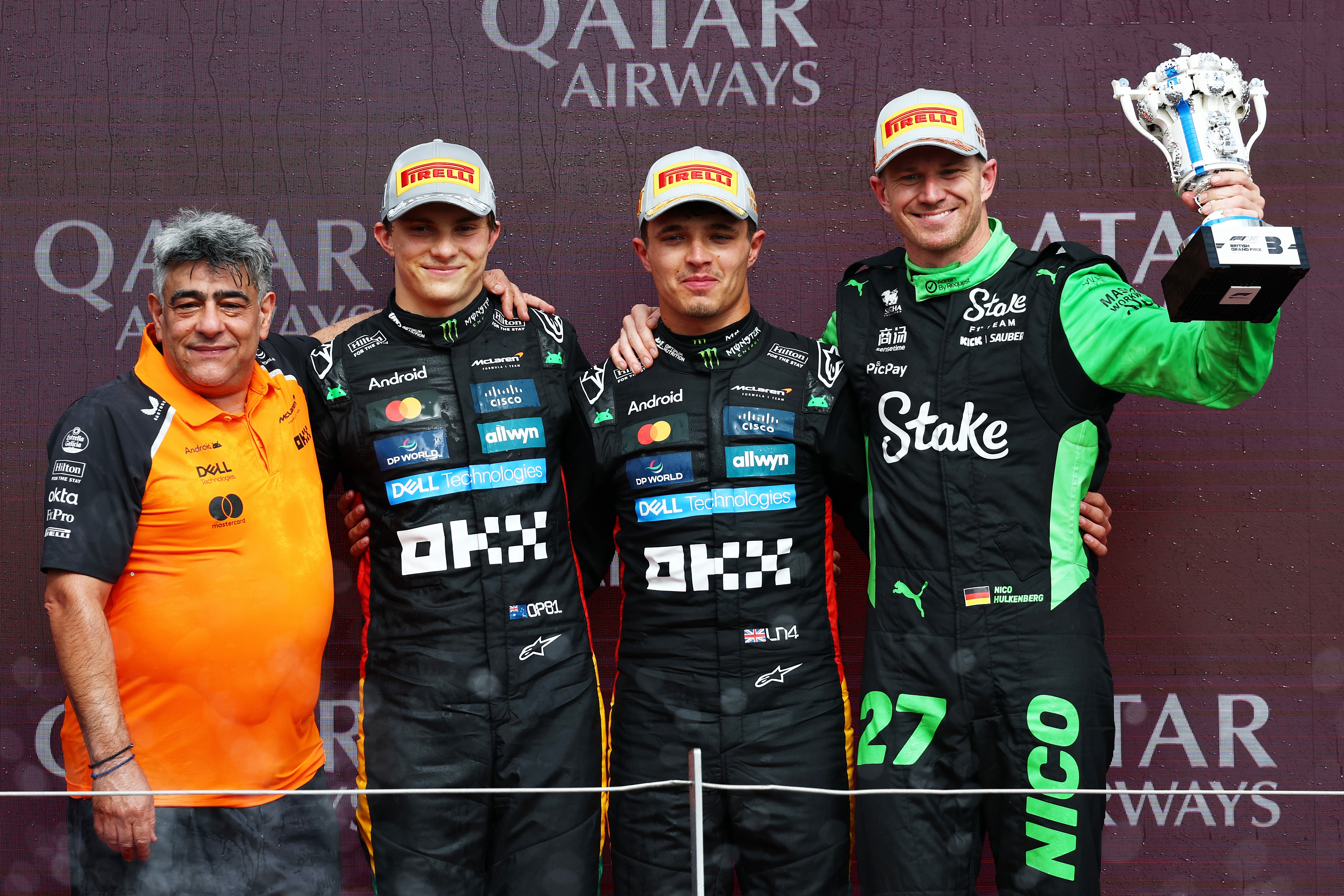 Hulkenberg (droit à droite) s'est terminé sur le podium sur le Grand Prix britannique