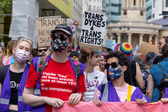 <p>Kat Brown, in the red T-shirt, at London Trans+ Pride 2024</p>