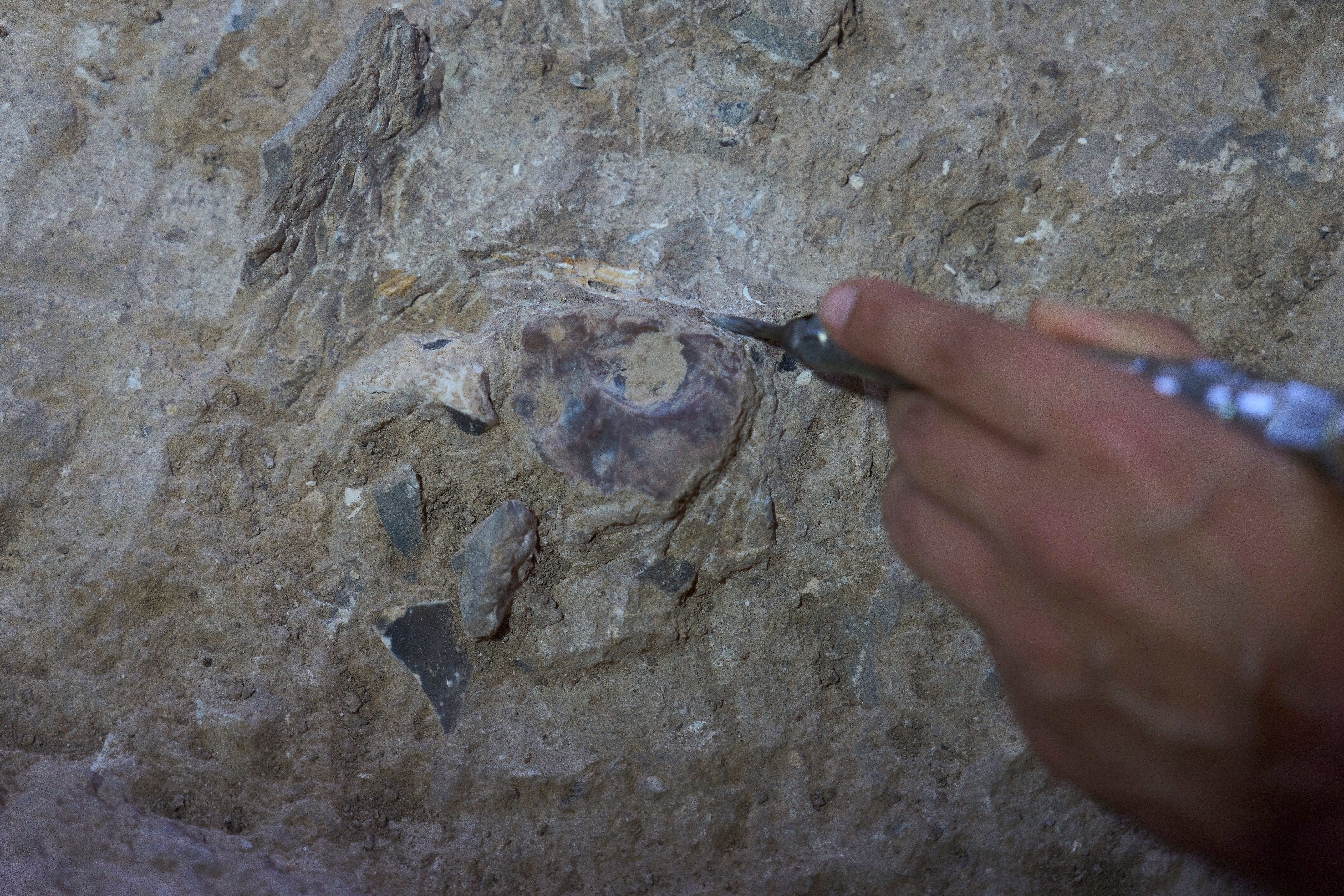 Freiwillige arbeiten in der Höhle