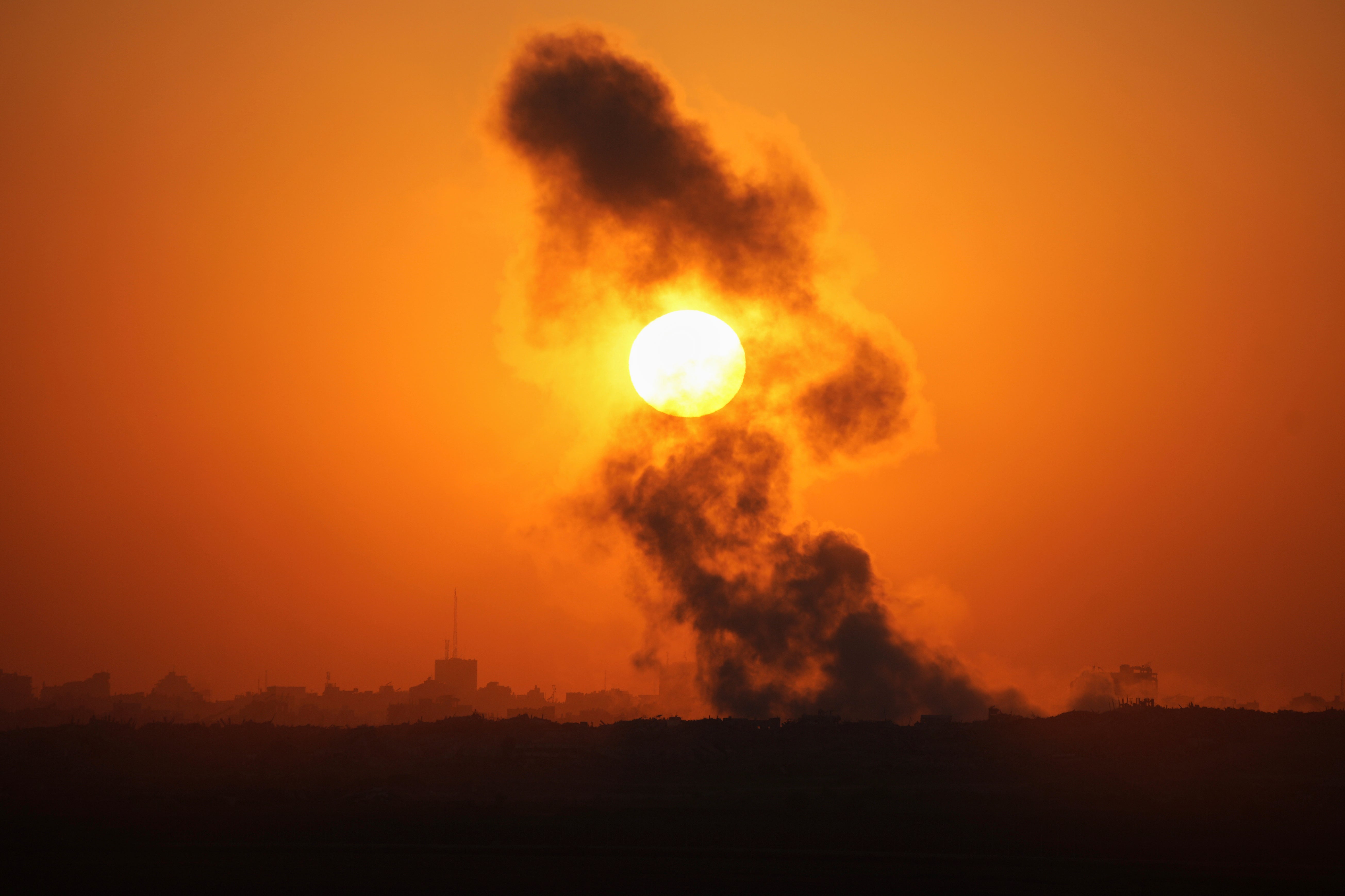Smoke billows from an explosion in the northern Gaza Strip on Wednesday