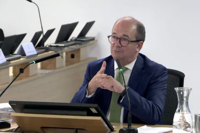 Northern Ireland’s chief medical officer Sir Michael McBride gives evidence to the Covid-19 Inquiry (Covid-19 Inquiry/PA)