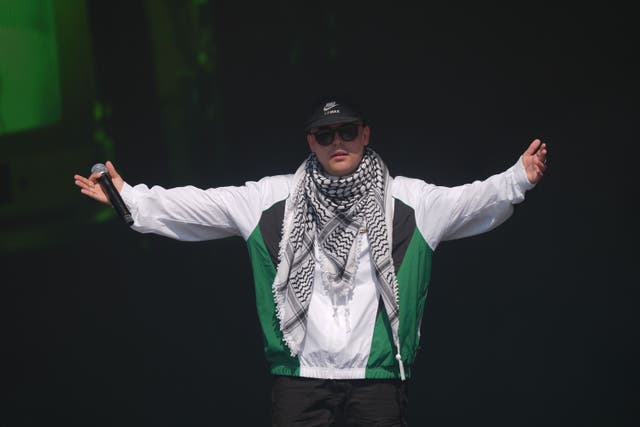 Kneecap performing during the Glastonbury Festival (PA)