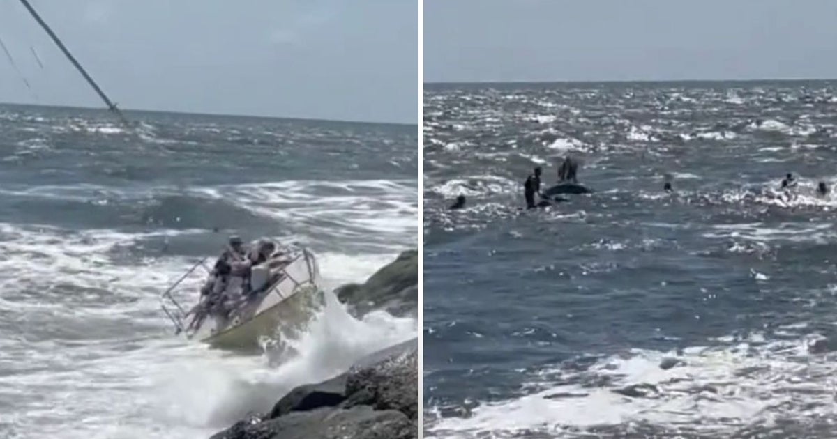 Ten people rescued after sailboat hits rocks on Jersey shore
