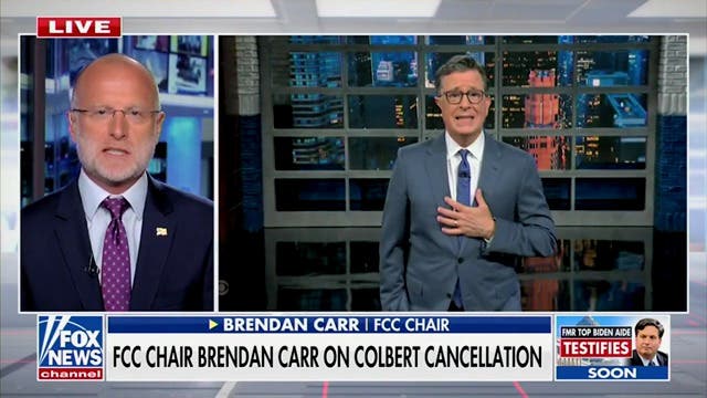 <p>FCC Chairman Brendan Carr wouldn't give a direct answer when he was explicitly asked whether Donald Trump played a role in the cancellation of Stephen Colbert's show.</p>