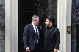 Prime minister Sir Keir Starmer with Ukrainian president Volodymyr Zelensky at 10 Downing Street