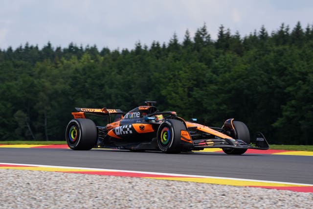 Oscar Piastri set the pace for McLaren in first practice for the Belgian Grand Prix (Bradley Collyer/PA)
