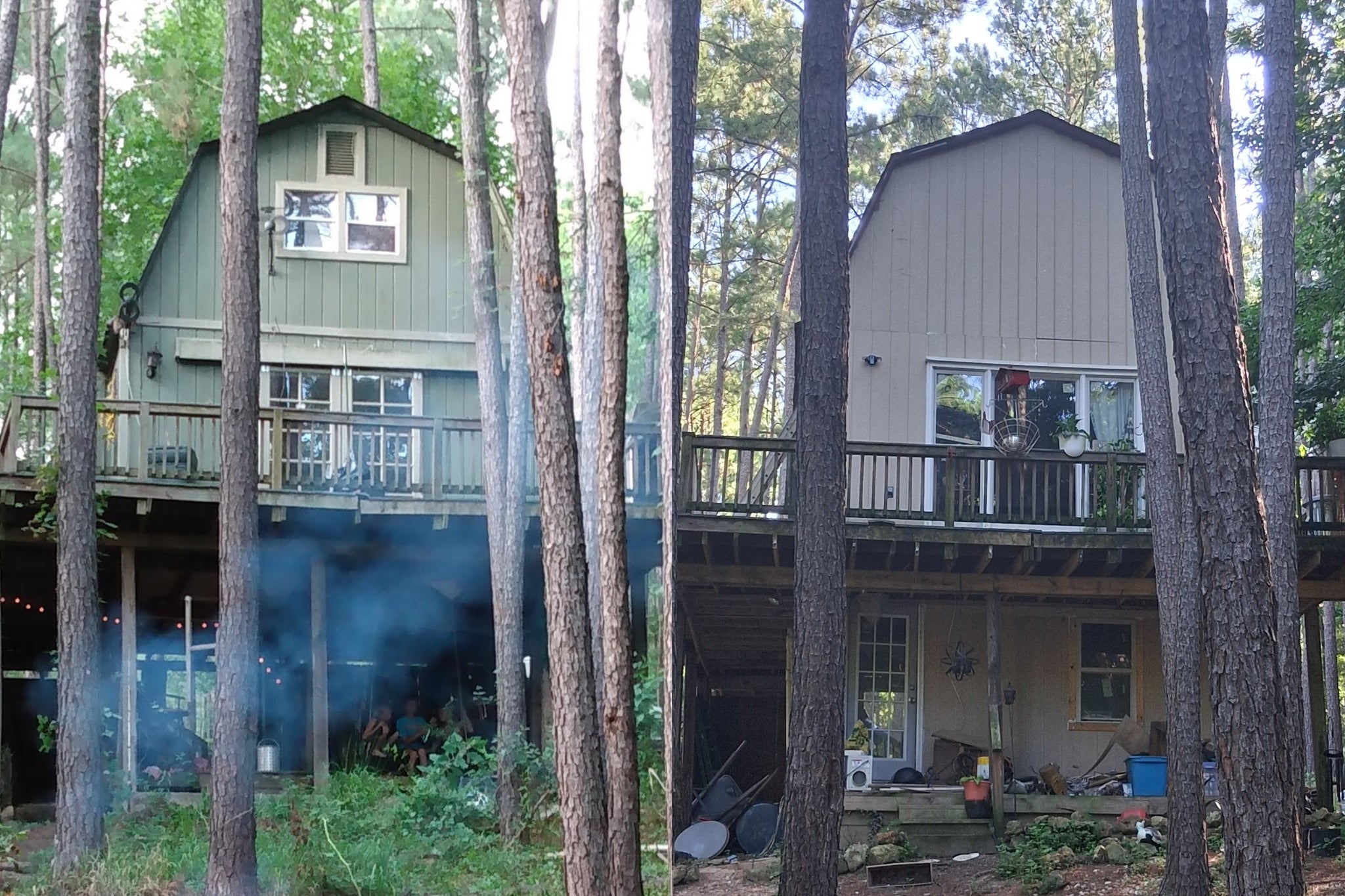 From L to R, the outside of Michelle Taylor's shed when she moved next to the renovated version, now a tiny home