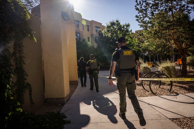 <p>Authorities investigate a deadly shooting at Casas del Rio (Gila), a student housing center at the University of New Mexico Central Campus</p>