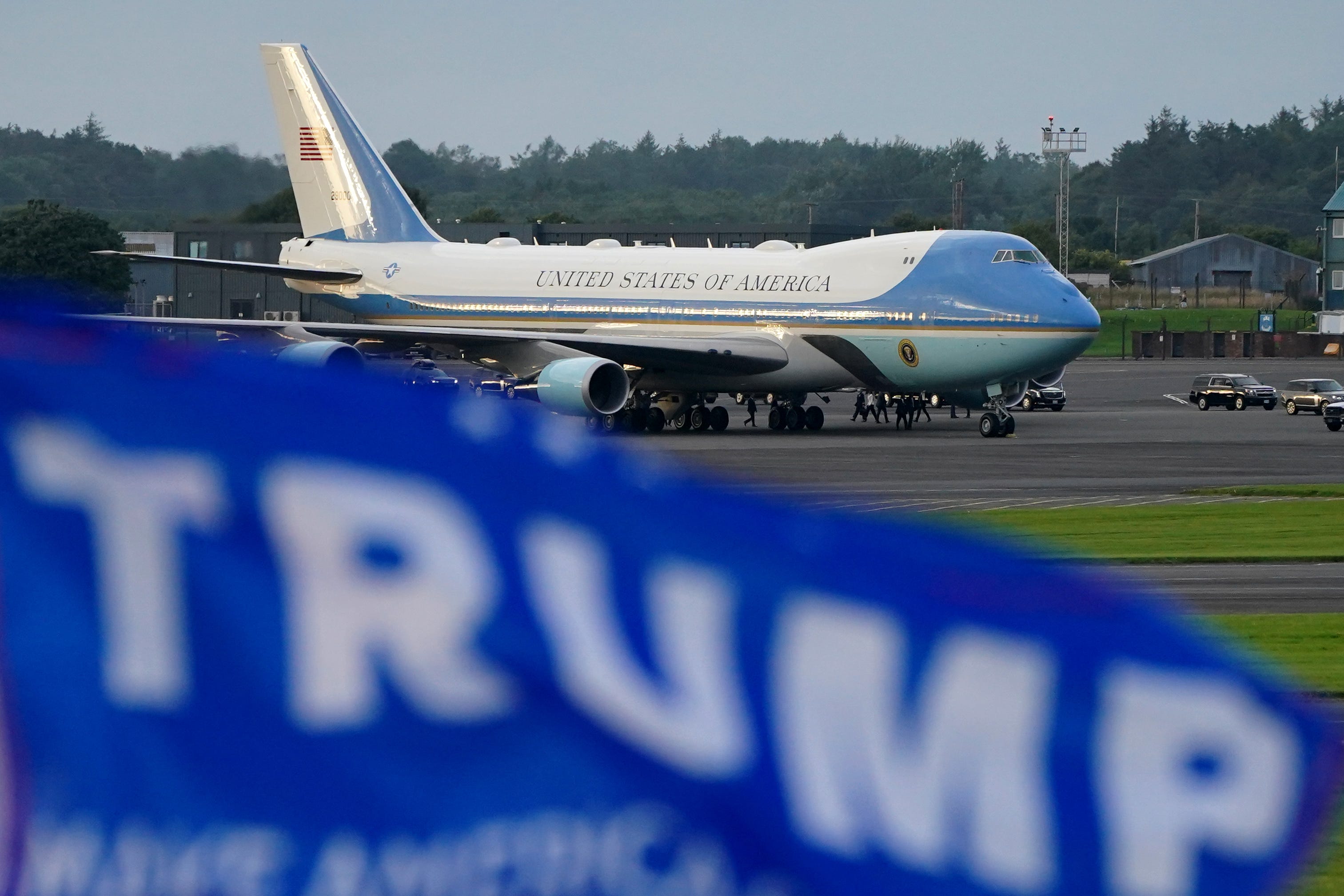 The president landed at Prestwick Airport on Friday evening (Jane Barlow/PA)