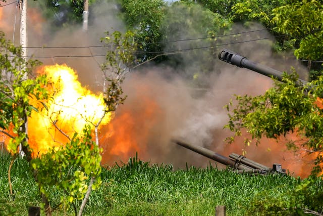 <p>Thai artillery unit in Surin fires towards Cambodia on 25 July 2025</p>