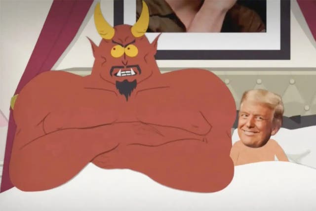 <p>Donald Trump in bed with Satan in the latest season of ‘South Park’</p>