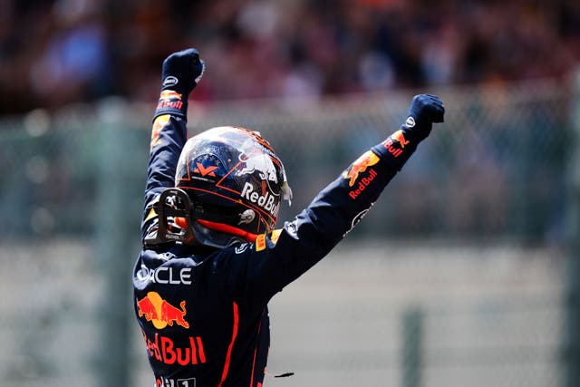 Max Verstappen celebrates in Belgium (Bradley Collyer/PA)