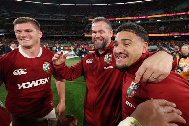 <p>Andy Farrell (centre) has some tricky decisions to make after his side sealed series victory</p>