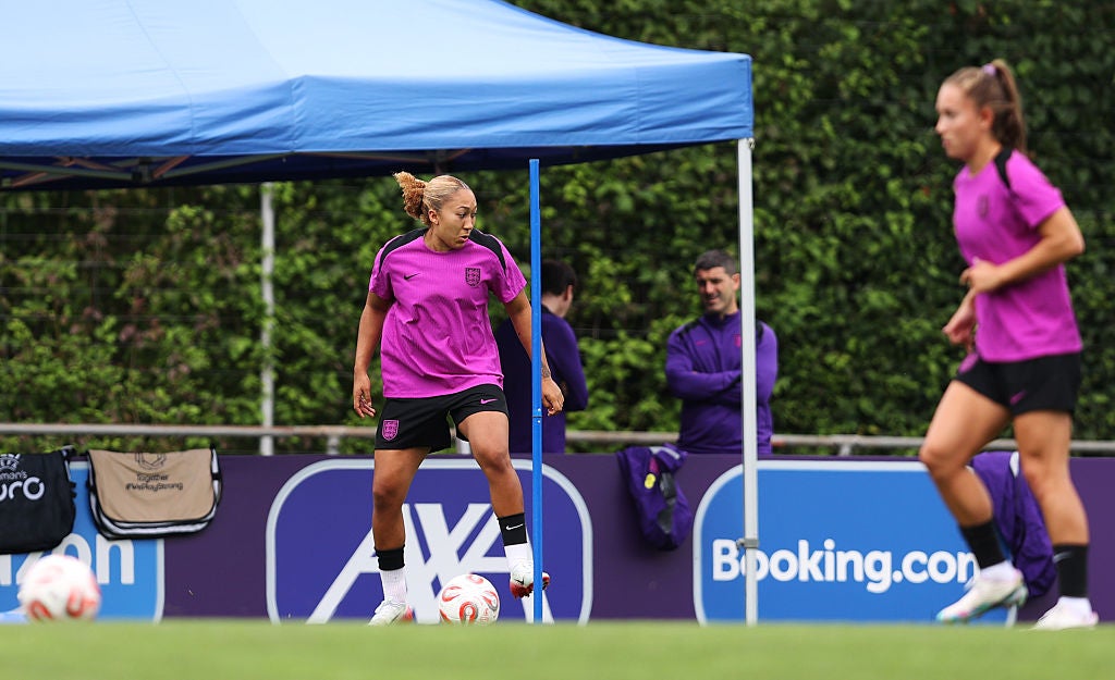 Lauren James in training with England on the day before the Euro 2025 final