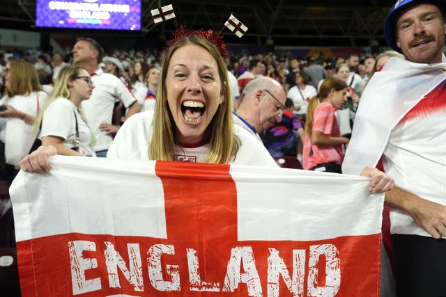 <p>England fans celebrate reaching the Euro 2025 </p>