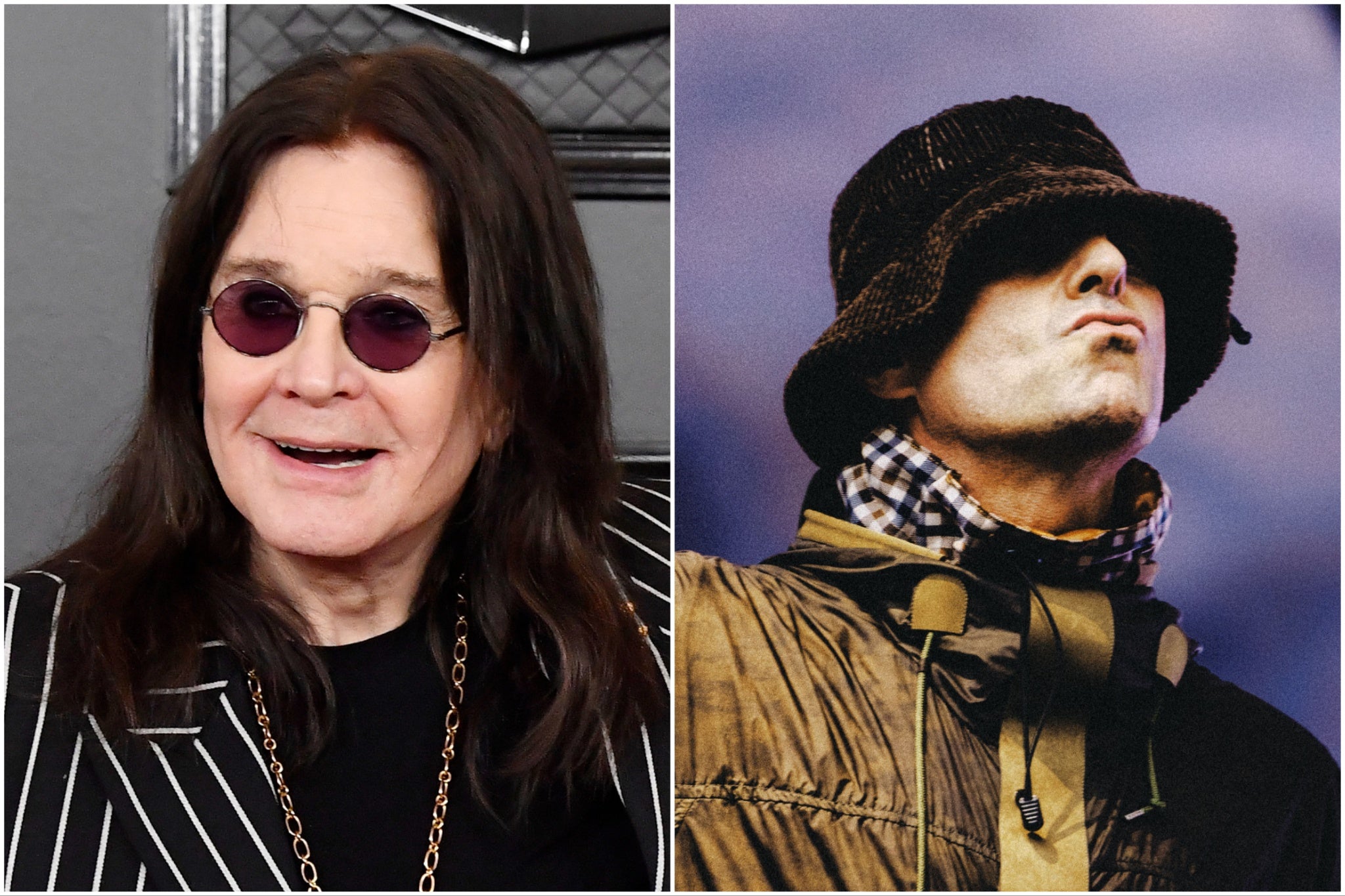 <p>Ozzy Osbourne, who died this week, and Liam Gallagher at the first of Oasis's sold-out Wembley gigs on Friday</p>