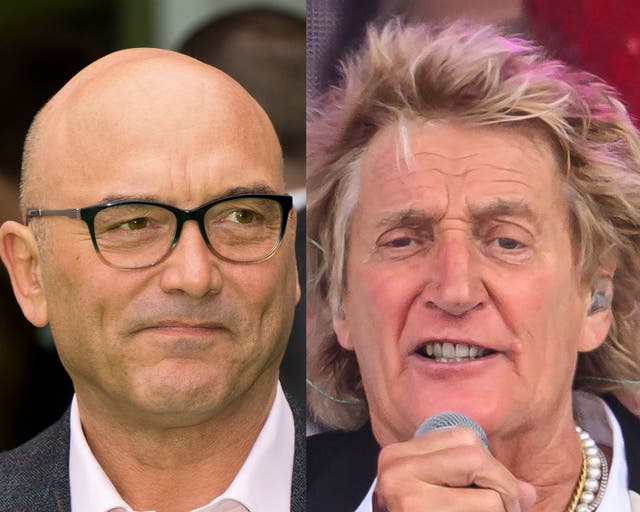 <p>Gregg Wallace and Rod Stewart</p>