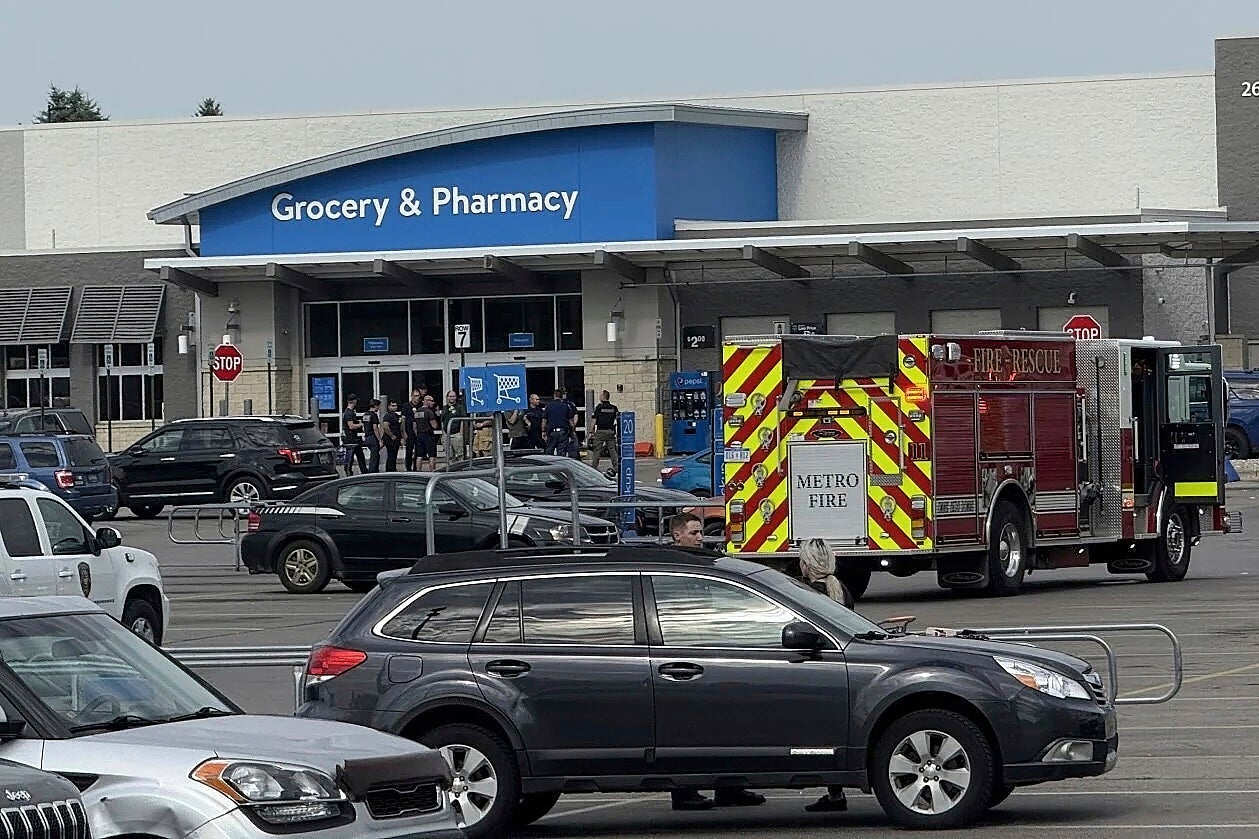 Images showed a fire truck, multiple police vehicles and uniformed first responders outside the store following the incident