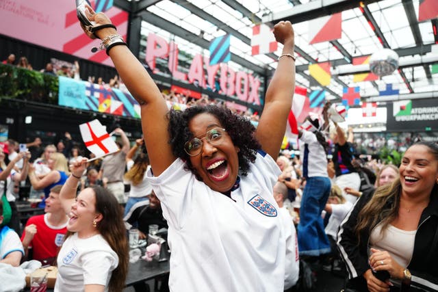 England fans celebrated as Alessia Russo equalised in the second half (Jeff Moore/PA)