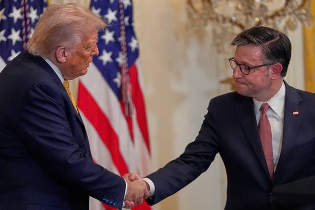 <p>President Donald Trump and Mike Johnson each suffered political defeats during the battle over the Epstein files</p>