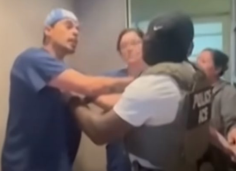 Disturbing footage showed a masked agent holding back a female member of staff by her neck as she tried to step in the way. Criminal charges have now been filed against Jose de Jesus Ortega, 38, of Highland, and Danielle Nadine Davila, 33, of Corona, who are accused of assaulting and interfering with an ICE investigation