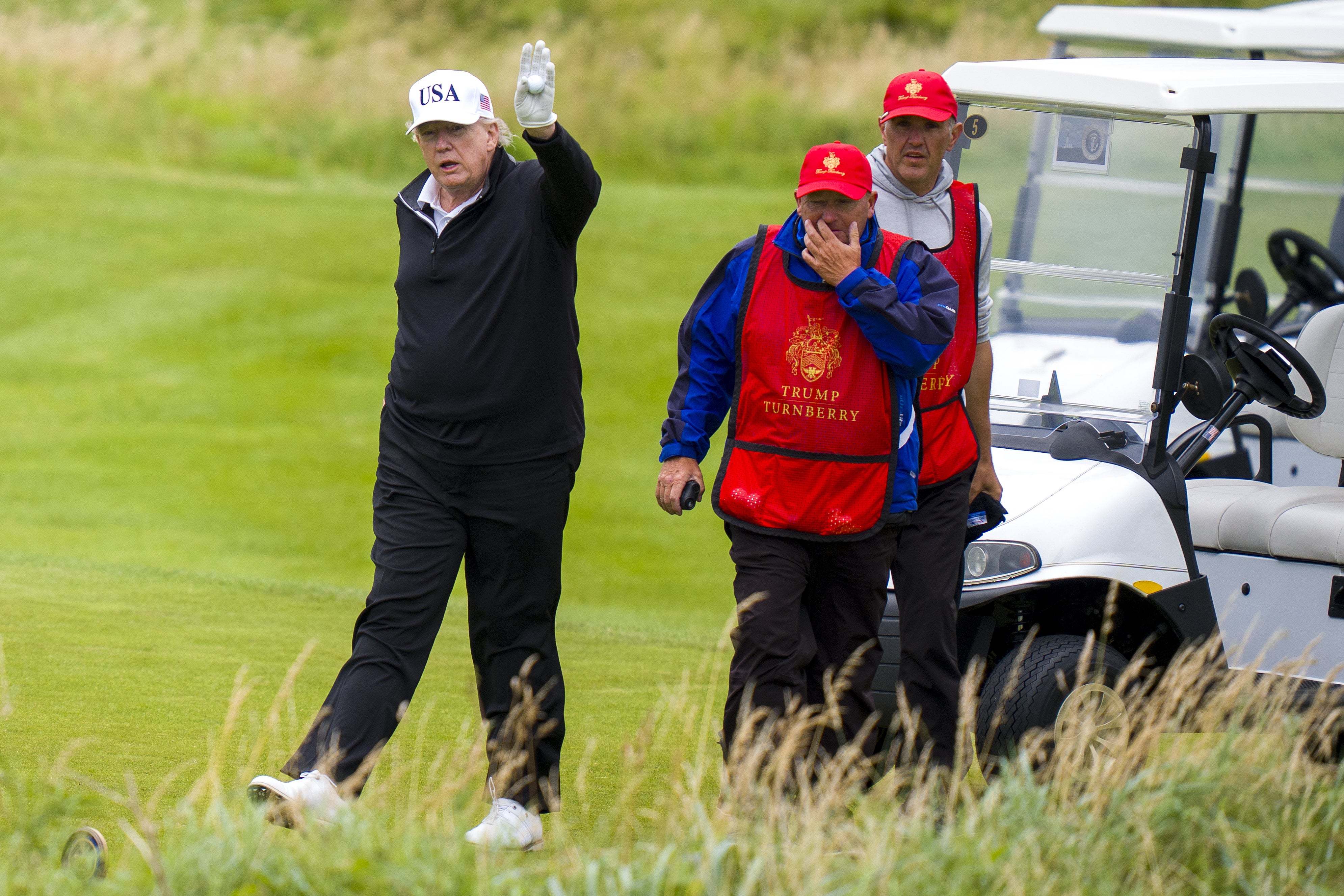 Questions about the case continued to dog Trump in Scotland